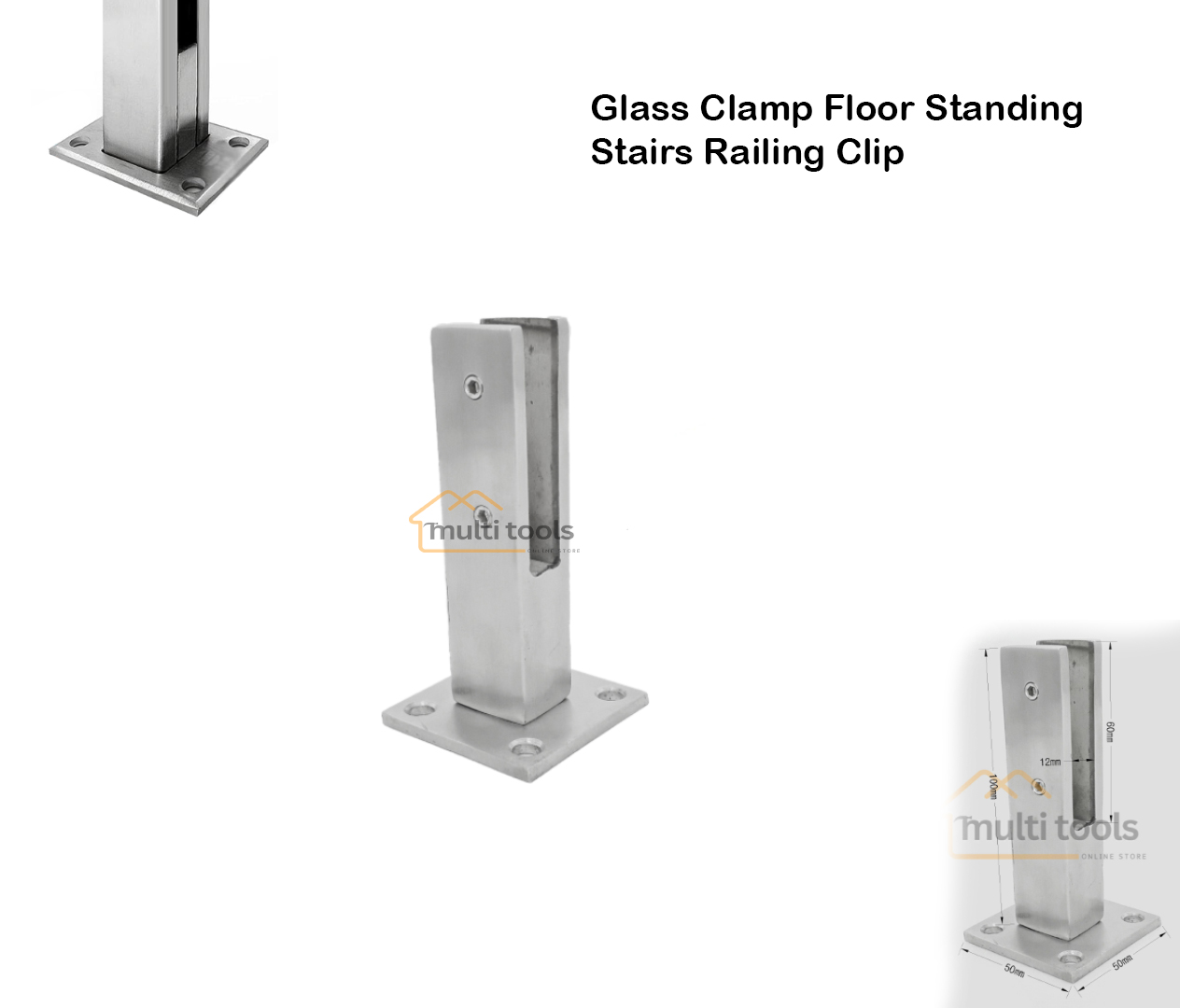 Glass Clamp Stainless Steel Floor Standing Stairs Railing Clip